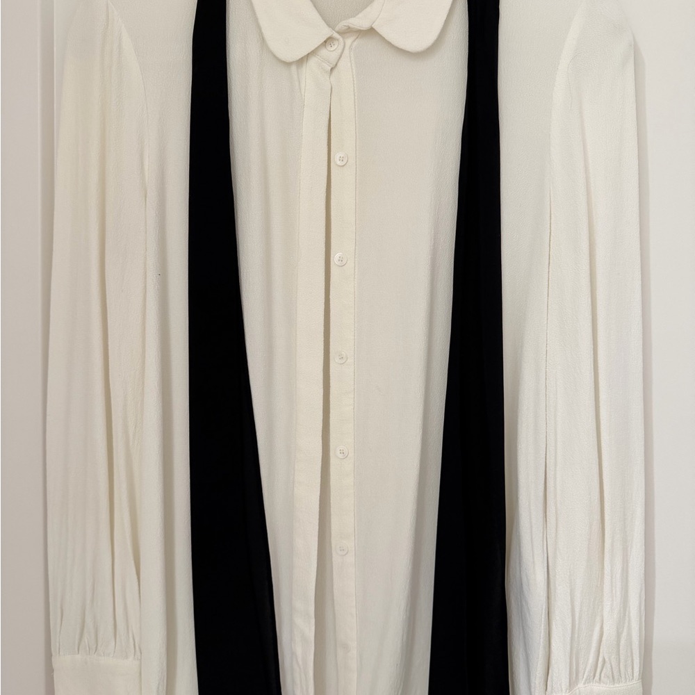 Chic White Blouse with Black Bow